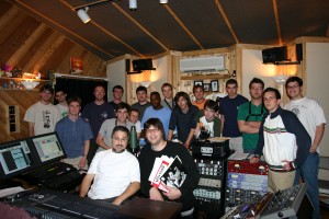 The UNCG Big Band with Rick and Steve Haines in the Control Room